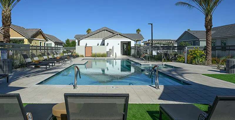 Straight on of pool over lounges