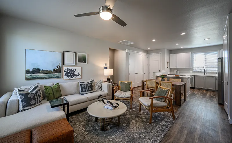 3 bedroom model LR to kitchen
