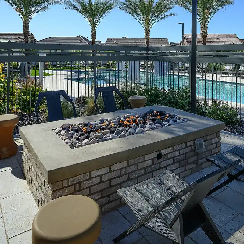 Firepit towards pool