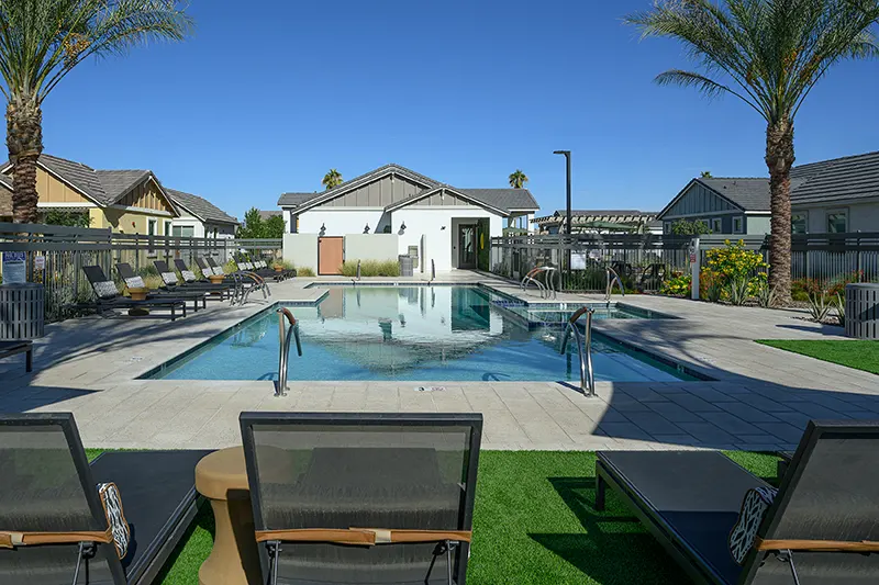 Straight on of pool over lounges